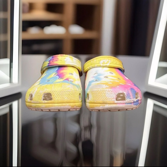 Crocs Rainbow Tie Dye Unisex Classic Original Clogs Slip On Multicolor - Picture 2 of 9